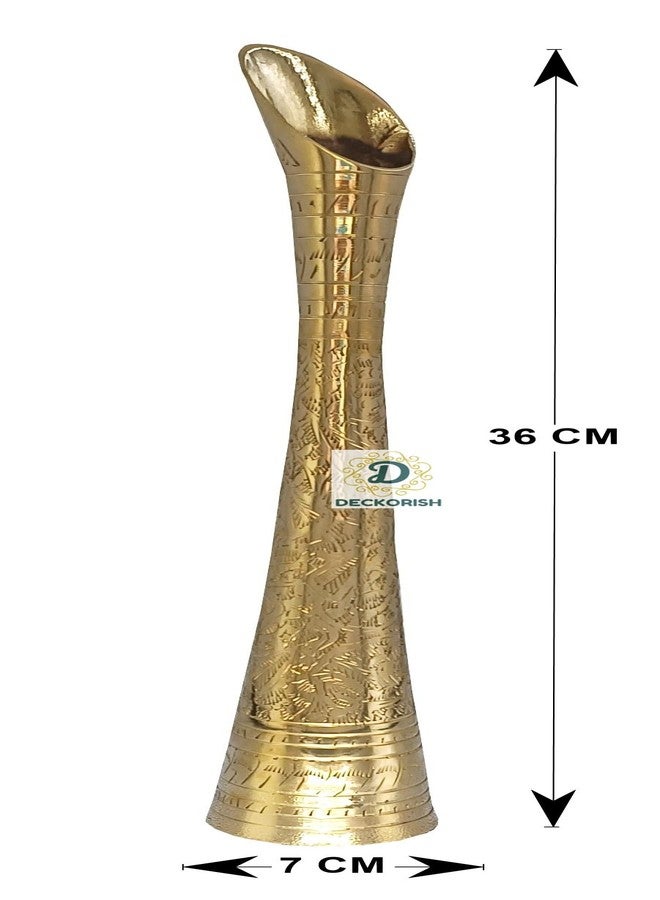 D DECKORISH Handcrafted Sleek and Long Golden Color Brass Flower Vase | Elegant Home Decor Accent for Living Room, Office and Table Decor | 36 cm - Image 3